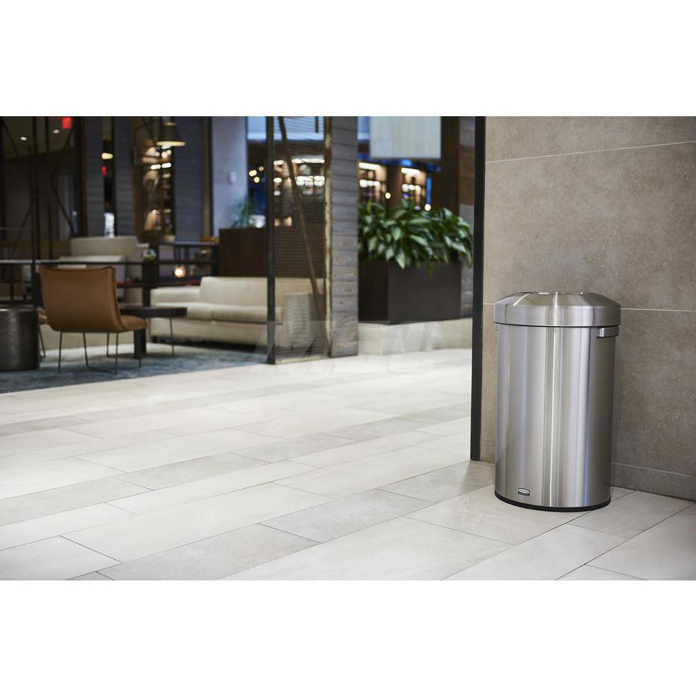 Rubbermaid Refine Decorative Container, 16 Gallon, Round Stainless Steel Trash Can, Indoor - 2147583