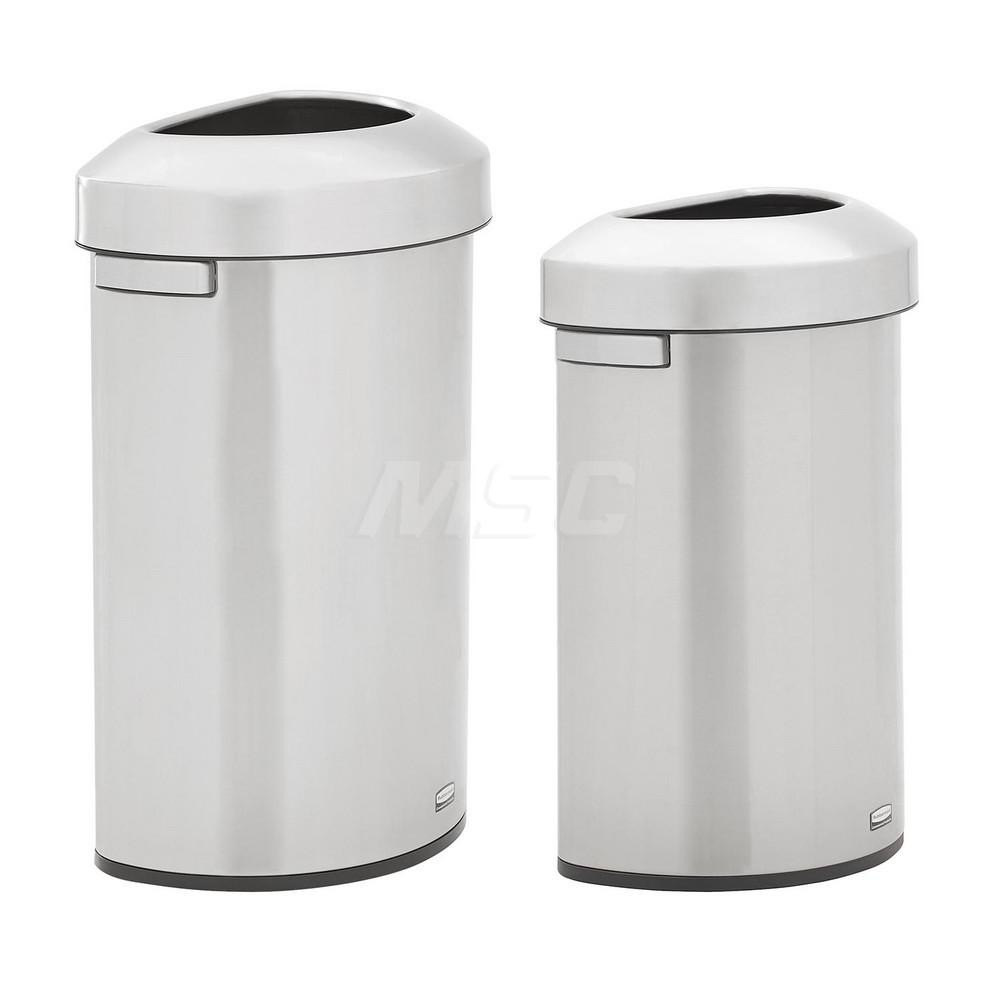 Rubbermaid Refine Decorative Container, 16 Gallon, Round Stainless Steel Trash Can, Indoor - 2147583
