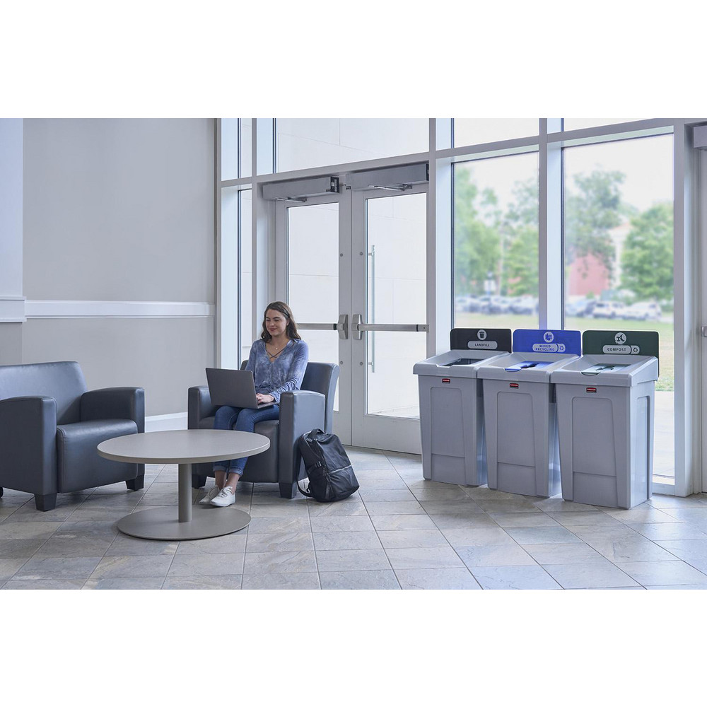 Rubbermaid Trash Cans & Recycling Containers: Product Type: Recycling Container; Type: Recycling Station; Container Capacity: 33 gal; Container Shape: Square - 2171555