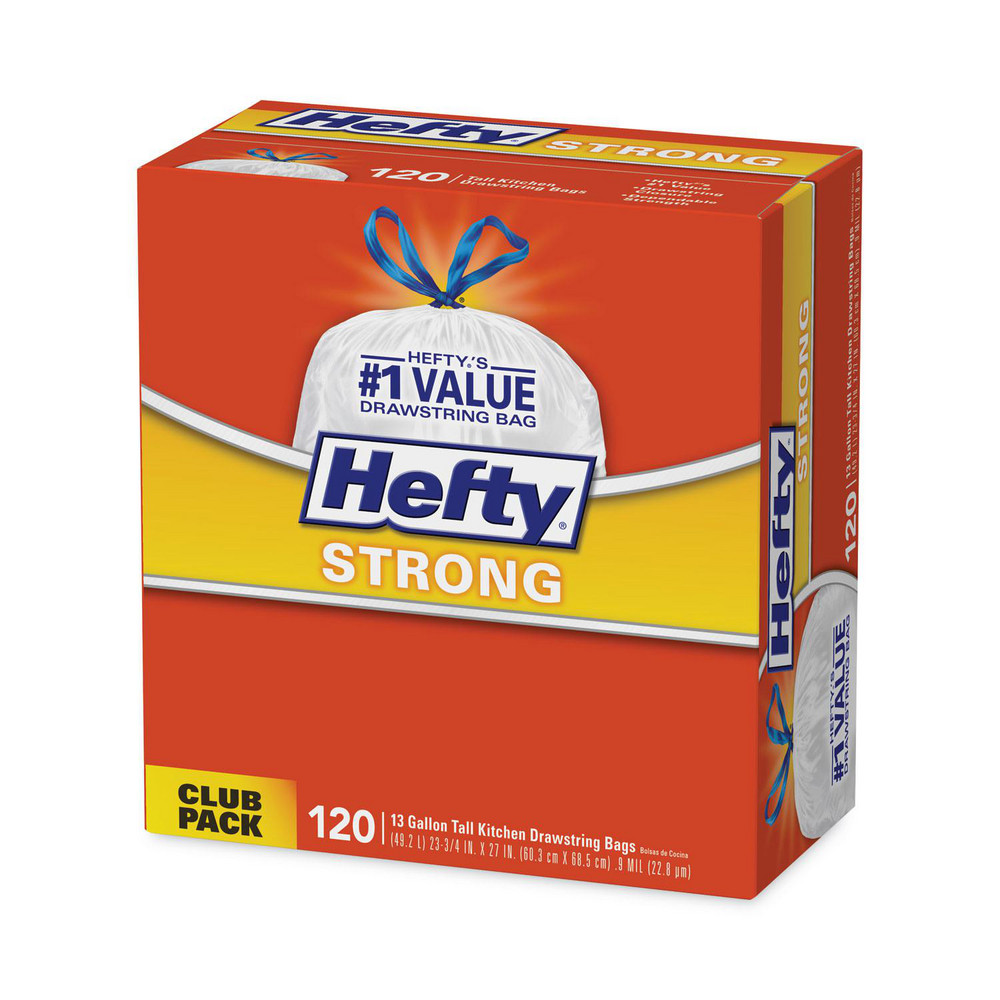 Hefty Hefty® Strong Drawstring Trash Bags: 13 gal, 0.9 mil, Pack of 360 - PCTE84562CT