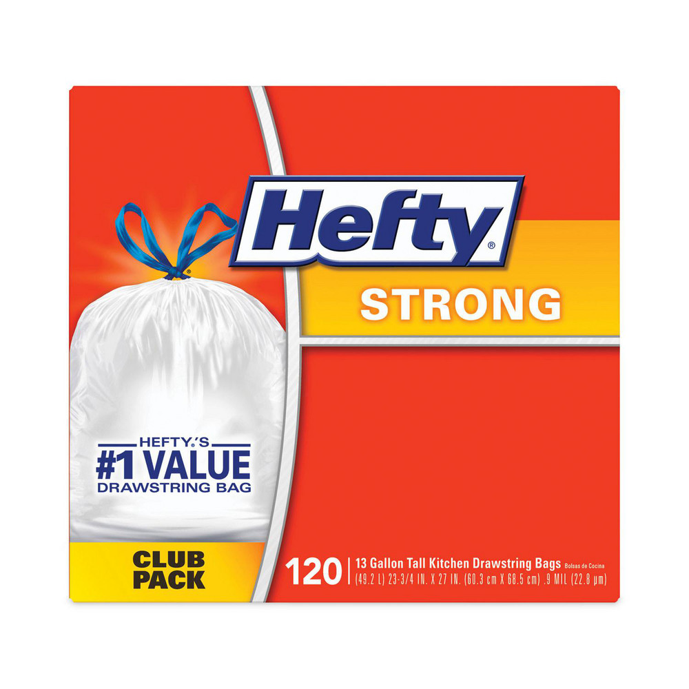 Hefty Hefty® Strong Drawstring Trash Bags: 13 gal, 0.9 mil, Pack of 360 - PCTE84562CT