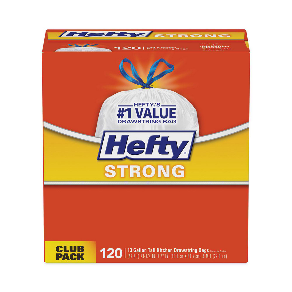 Hefty Hefty® Strong Drawstring Trash Bags: 13 gal, 0.9 mil, Pack of 360 - PCTE84562CT