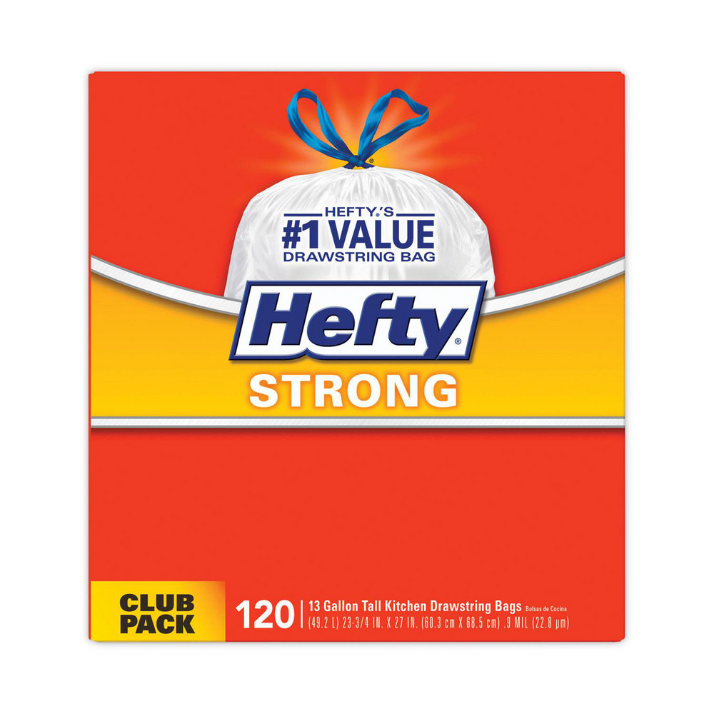 Hefty Hefty® Strong Drawstring Trash Bags: 13 gal, 0.9 mil, Pack of 360 - PCTE84562CT