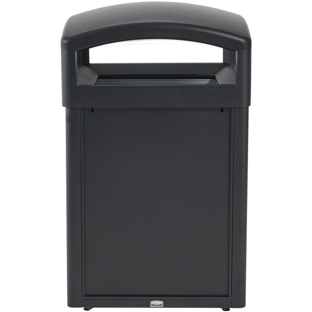 Rubbermaid Landmark Series Classic Container, Dome Top With Ash Tray Frame And Rigid Liner, 35 gal, Black, 26.0" × 26.0" × 40.0" - FG397001BLA