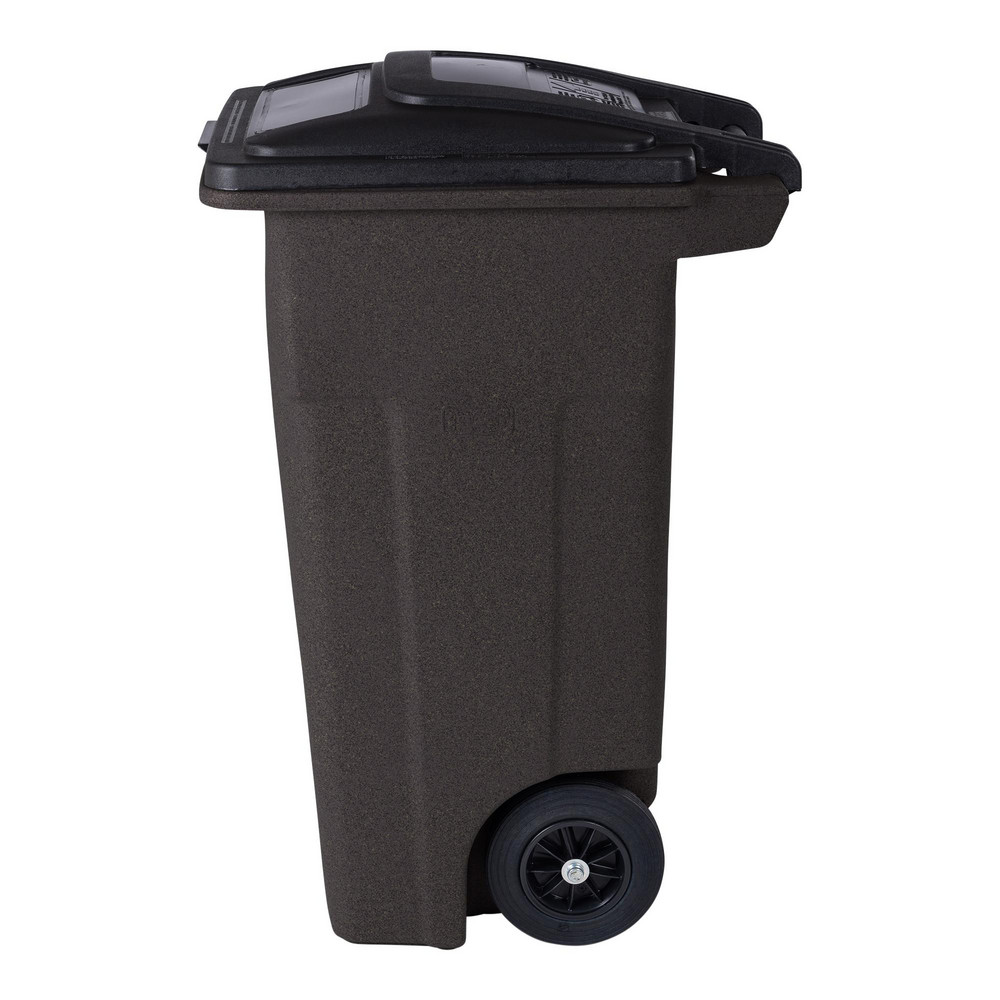 Toter Rollout Trash Can: 32 gal, Rectangle, Brown - ANA32-00BST