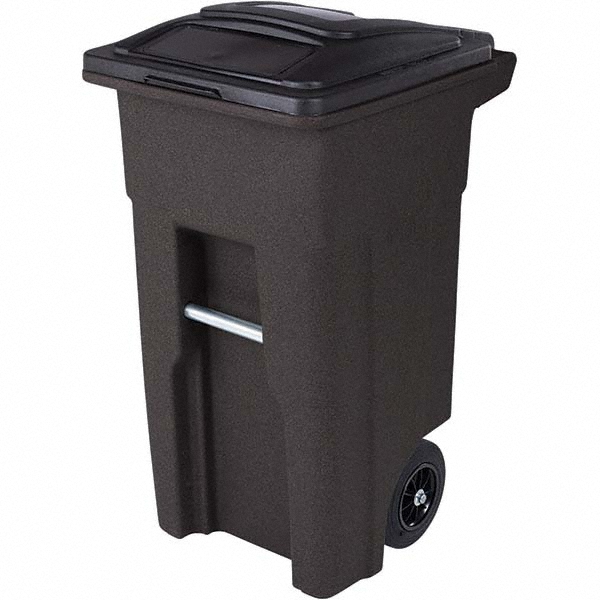 Toter Rollout Trash Can: 32 gal, Rectangle, Brown - ANA32-00BST