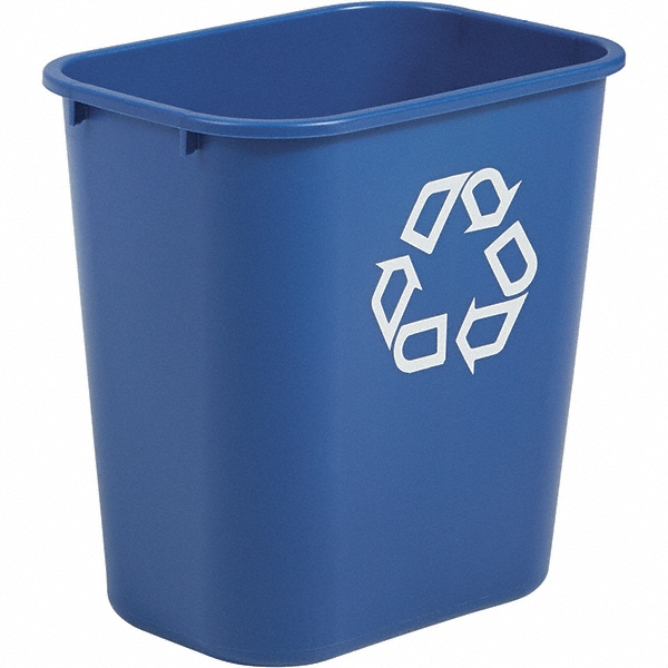 Rubbermaid Decorative Indoor Waste Receptacle: 45 gal, Rectangle, Gray - 1961507