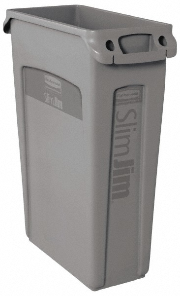 Rubbermaid Decorative Indoor Waste Receptacle: 45 gal, Rectangle, Gray - 1961507