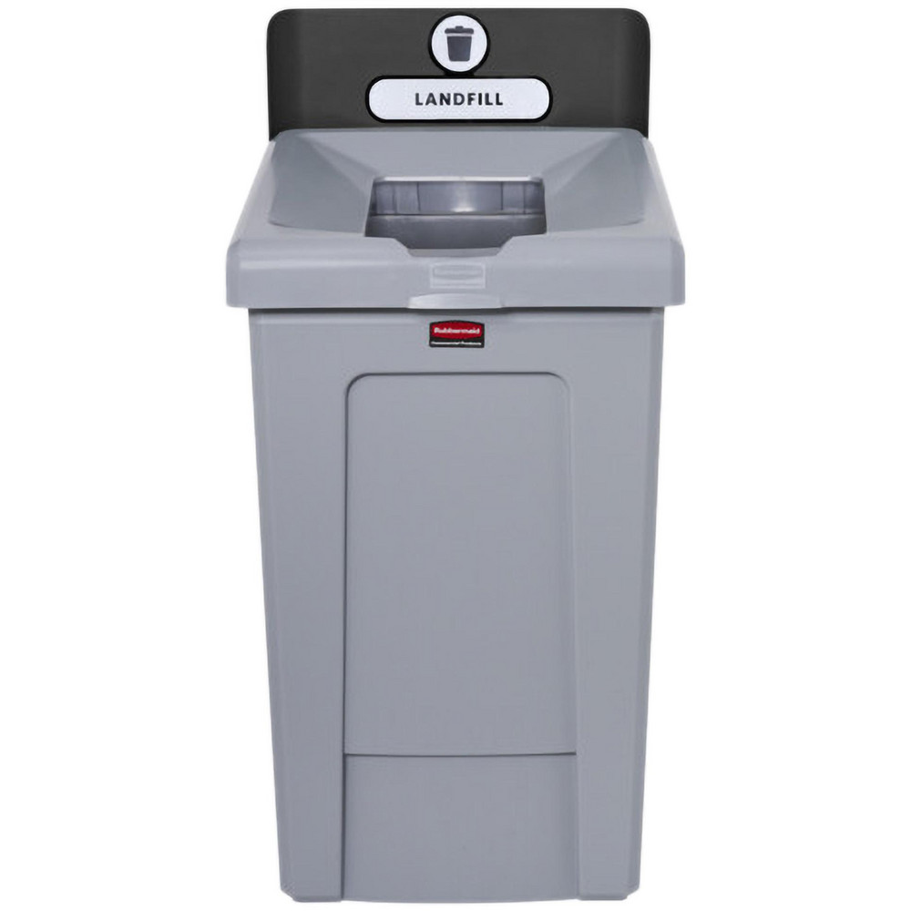 Rubbermaid Decorative Indoor Waste Receptacle: 45 gal, Rectangle, Gray - 1961507