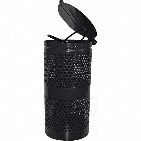 DOGIPOT Pet Waste Stations: Aluminum, Round, 50 Liner Bags, 4' - 8' - 1206A-BLK-L