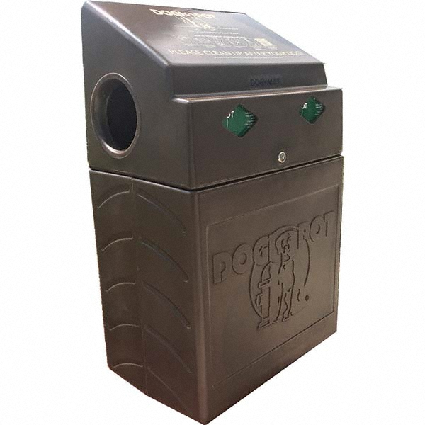 DOGIPOT Pet Waste Stations: Aluminum, Round, 50 Liner Bags, 4' - 8' - 1206A-BLK-L