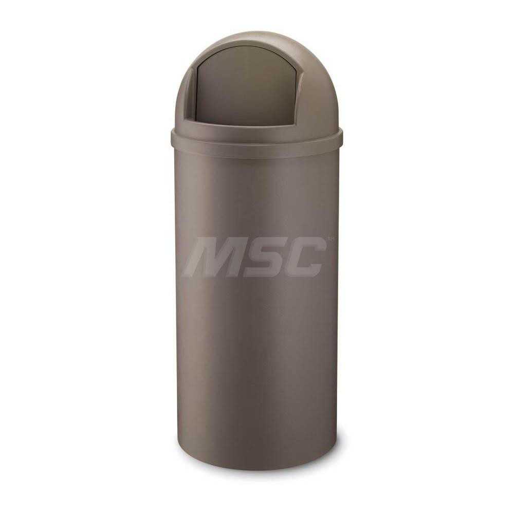 Rubbermaid Decorative Trash Can: 15 gal, Round, Brown - FG816088BRN