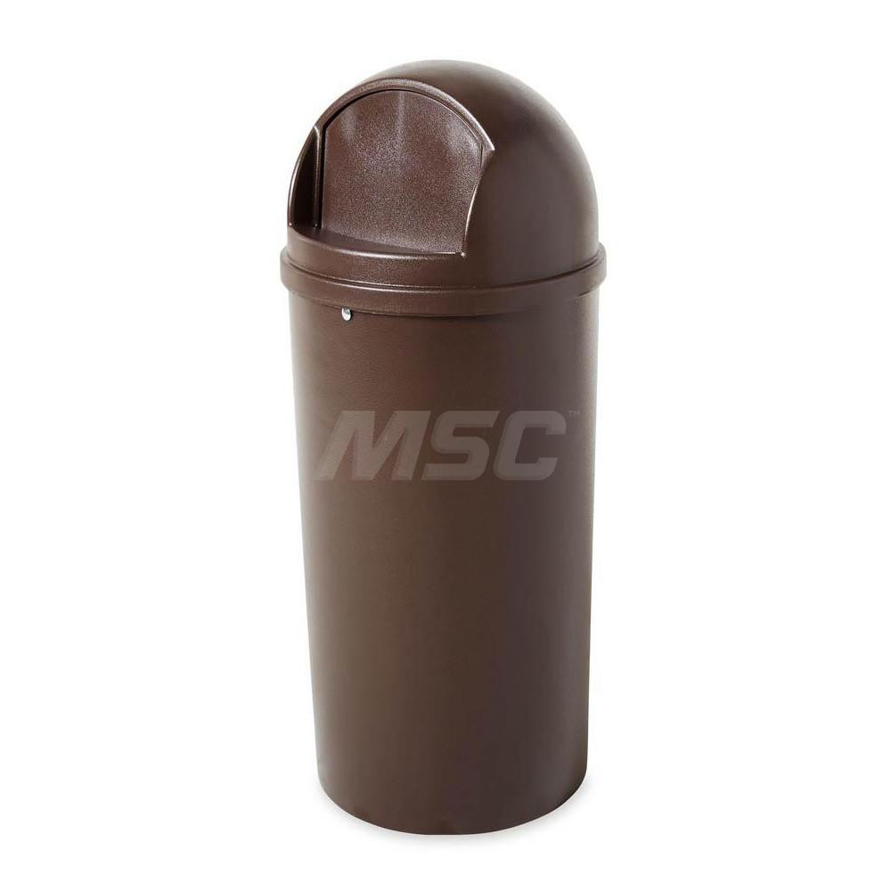 Rubbermaid Decorative Trash Can: 15 gal, Round, Brown - FG816088BRN