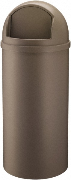 Rubbermaid Decorative Trash Can: 15 gal, Round, Brown - FG816088BRN