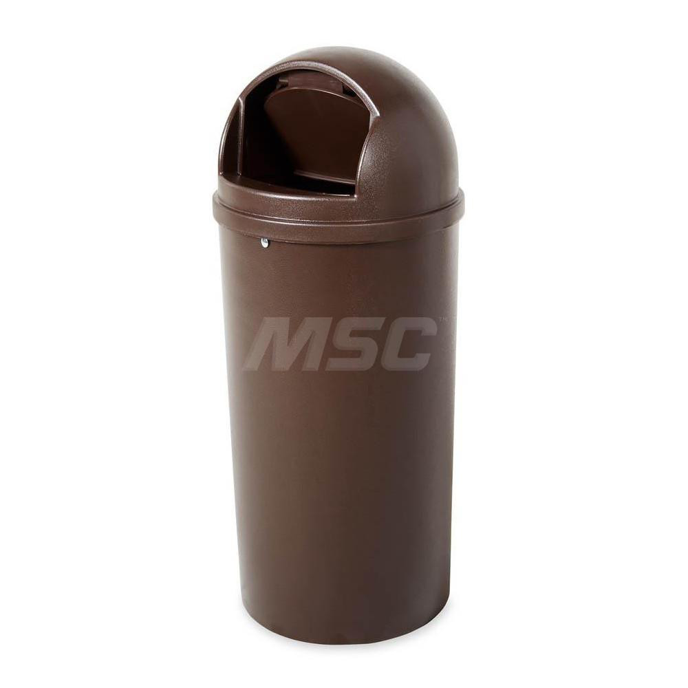 Rubbermaid Decorative Trash Can: 15 gal, Round, Brown - FG816088BRN