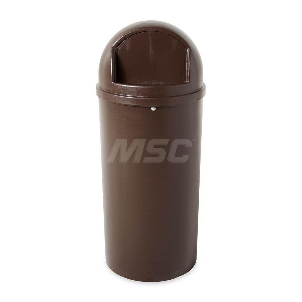 Rubbermaid Decorative Trash Can: 15 gal, Round, Brown - FG816088BRN