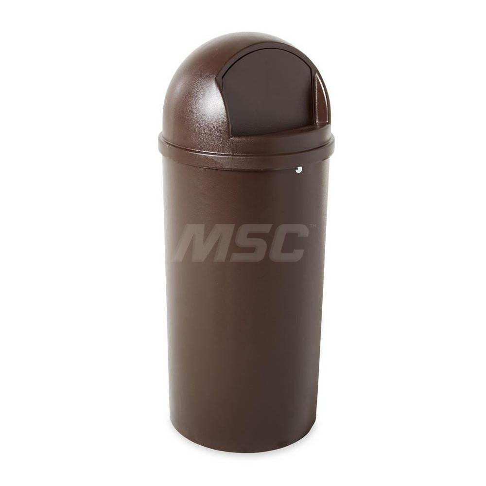 Rubbermaid Decorative Trash Can: 15 gal, Round, Brown - FG816088BRN