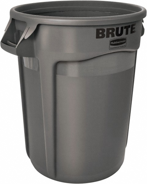Rubbermaid Trash Can: 44 gal, Round, Gray - 8809712/6556724