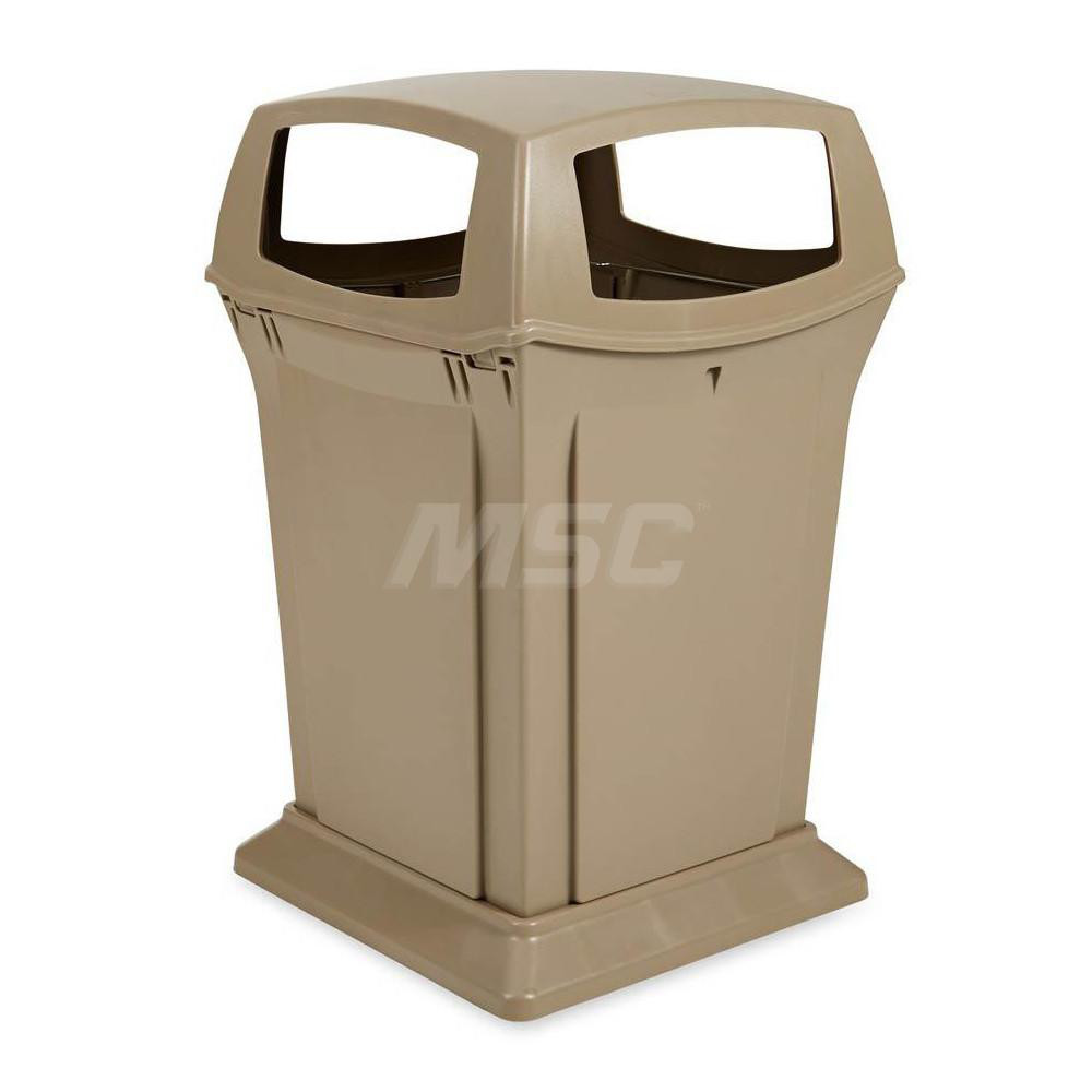 Rubbermaid Ranger Trash Can with 4 Opening Lid, 45 Gal, Beige Plastic, Outdoor - FG917388BEIG