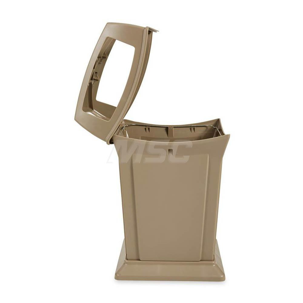 Rubbermaid Ranger Trash Can with 4 Opening Lid, 45 Gal, Beige Plastic, Outdoor - FG917388BEIG