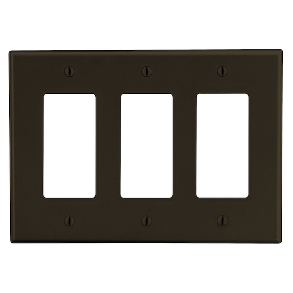Hubbell Wiring Device-Kellems Wallplate, Mid-Size 3-Gang, 3) Decorator, Brown - PJ263