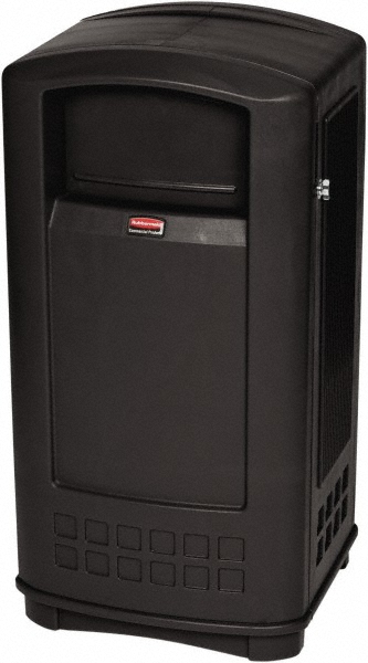 Rubbermaid Decorative Indoor Waste Receptacle: 15 gal, Rectangle, Gray - 1961615