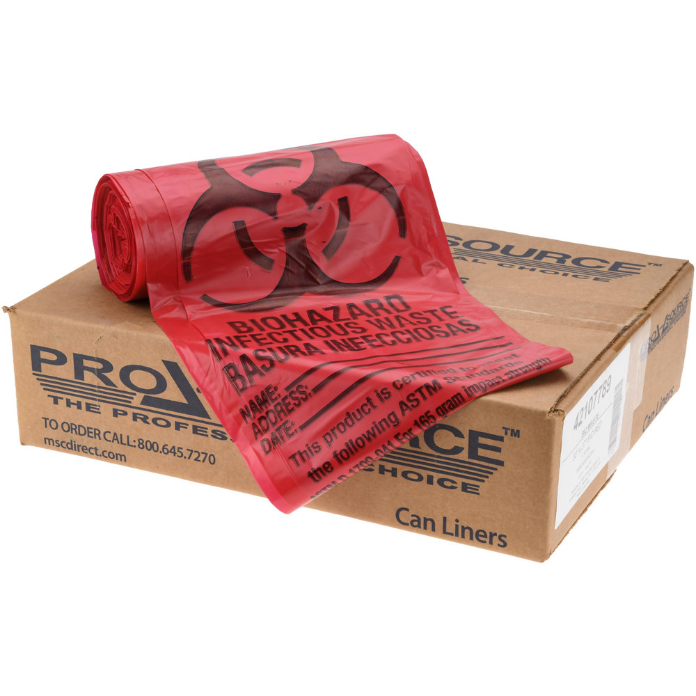 PRO-SOURCE Pack of (150) 45 Gal Capacity, Red, Hazardous Waste Bags - PSIW4047