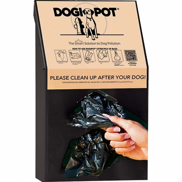 DOGIPOT Pet Waste Stations: Aluminum, Steel, Rectangle, 400 Bags, 50 Liner Bags, 4' - 8' - 1003BLK-L