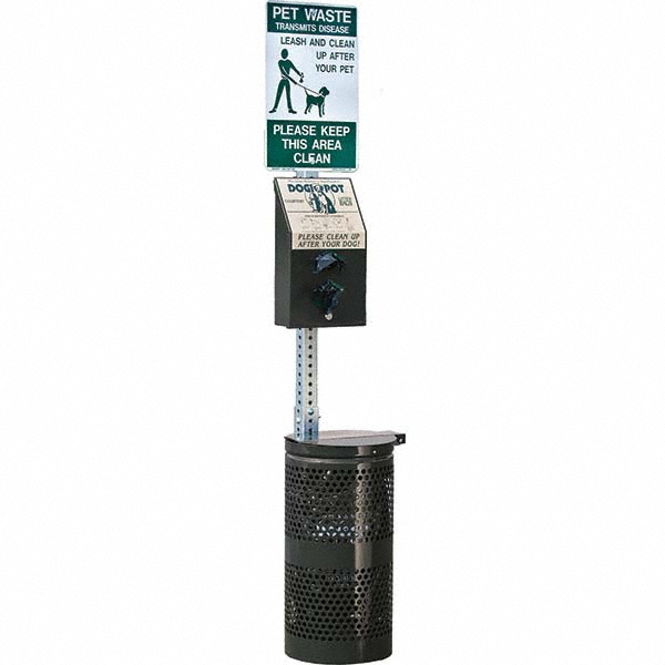 DOGIPOT Pet Waste Stations: Aluminum, Steel, Rectangle, 400 Bags, 50 Liner Bags, 4' - 8' - 1003BLK-L