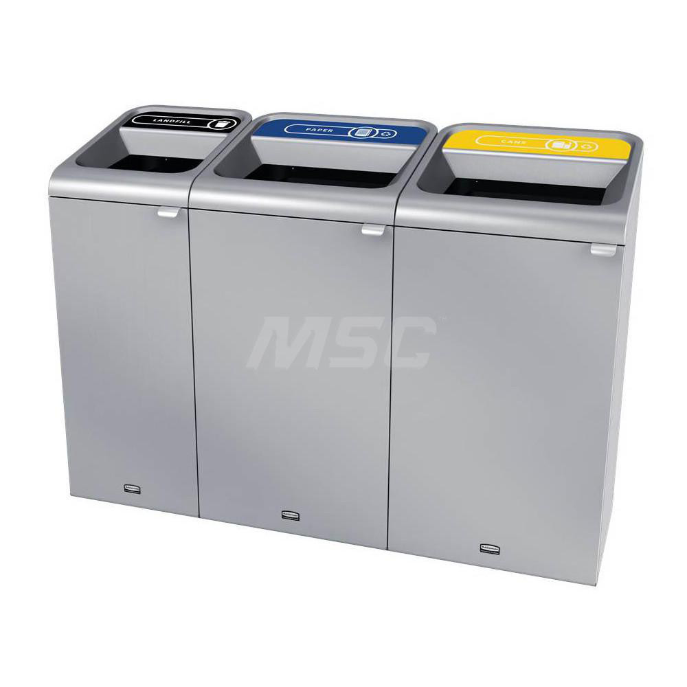 Rubbermaid Decorative Indoor Waste Receptacle: 23 gal, Rectangle, Gray - 1961626