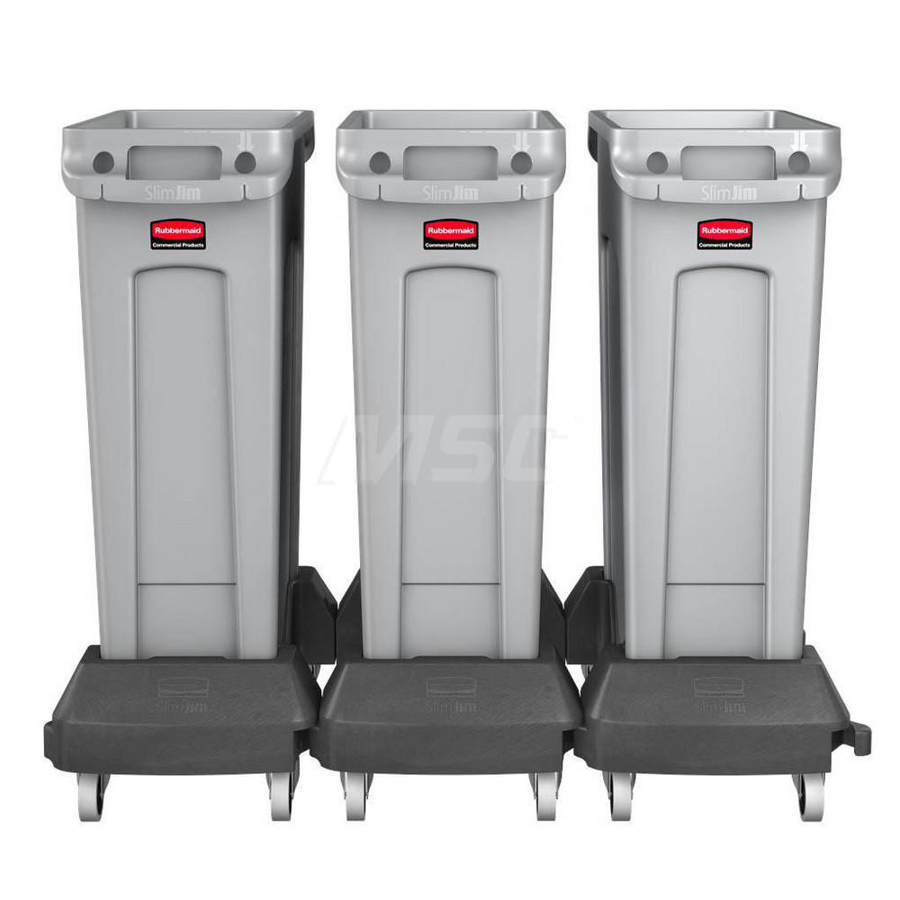 Rubbermaid SLIM JIM Plastic Single Trash/Garbage Can/Bin Dolly for Use with 16/23 Gal Vented Slim Jim Containers, Black - 1980602