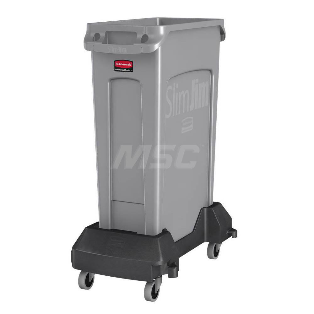 Rubbermaid SLIM JIM Plastic Single Trash/Garbage Can/Bin Dolly for Use with 16/23 Gal Vented Slim Jim Containers, Black - 1980602