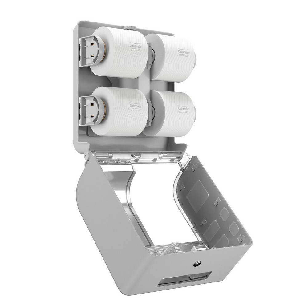 Kimberly-Clark Professional ICON Coreless Standard Roll Toilet Paper Dispenser 4 Roll, with White Mosaic Design Faceplate, 16.63" x 15.88" x 10.19" - 58713