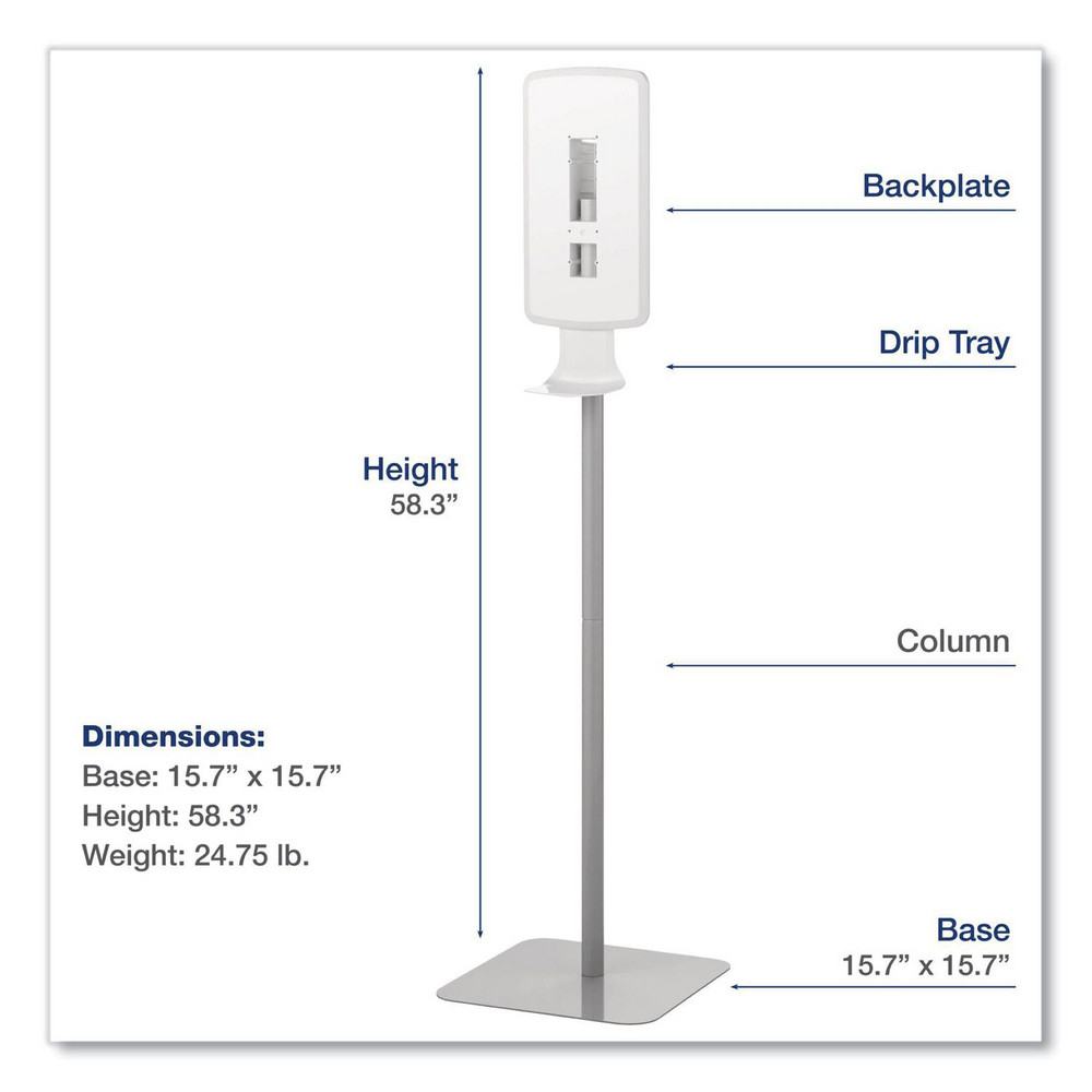 Dial FIT Touch Free Dispenser Floor Stand, 15.7 x 15.7 x 58.3, White - DIA09495EA