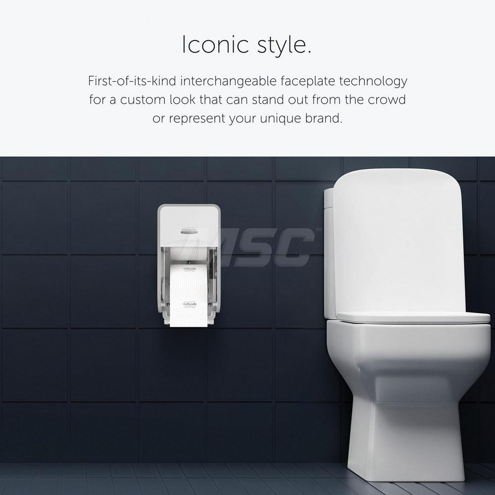 Kimberly-Clark Professional ICON Coreless Standard Roll Vertical Toilet Paper Dispenser 2 Roll, with White Mosaic Design Faceplate, 12.95" x 6.5" x 6.35" - 58711