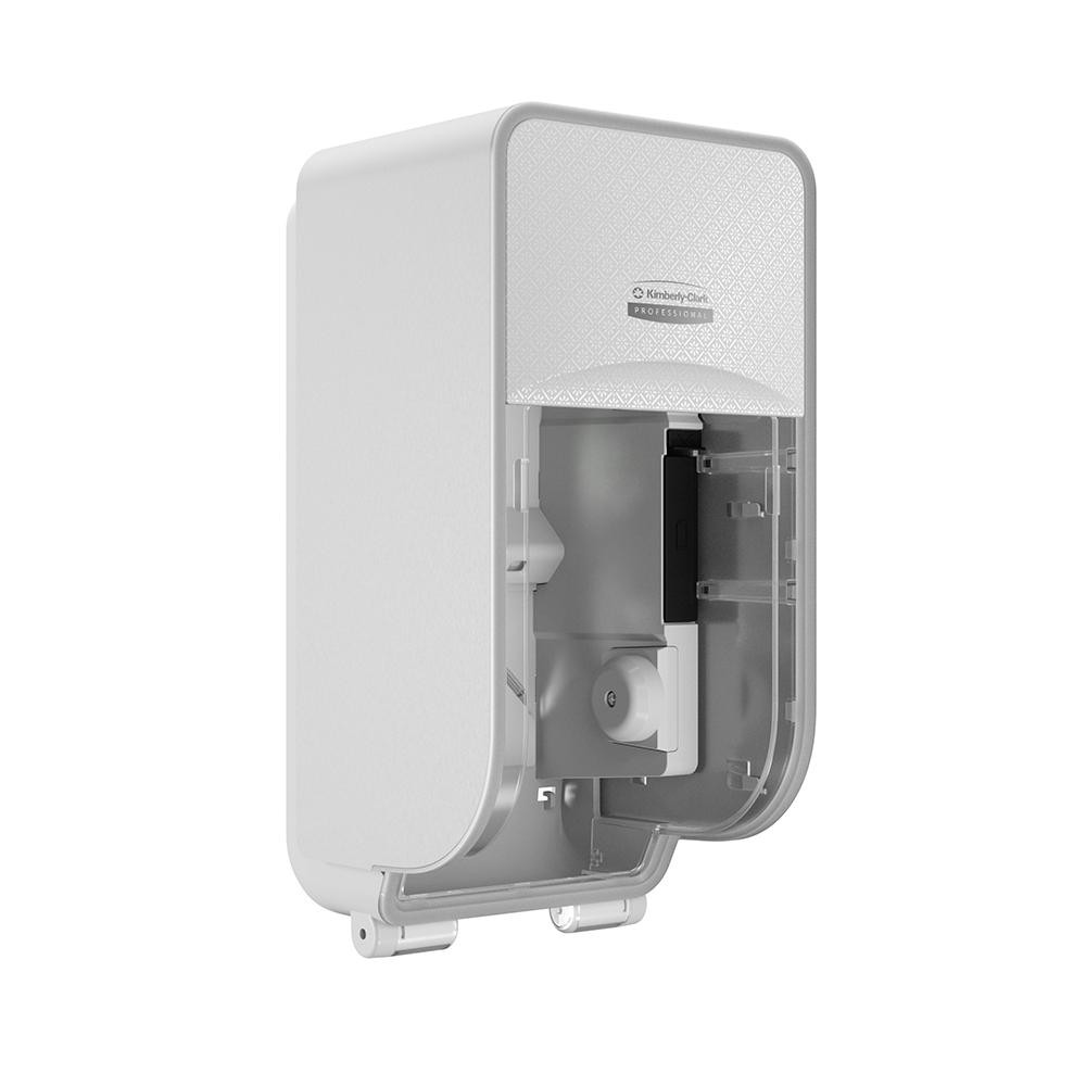 Kimberly-Clark Professional ICON Coreless Standard Roll Vertical Toilet Paper Dispenser 2 Roll, with White Mosaic Design Faceplate, 12.95" x 6.5" x 6.35" - 58711