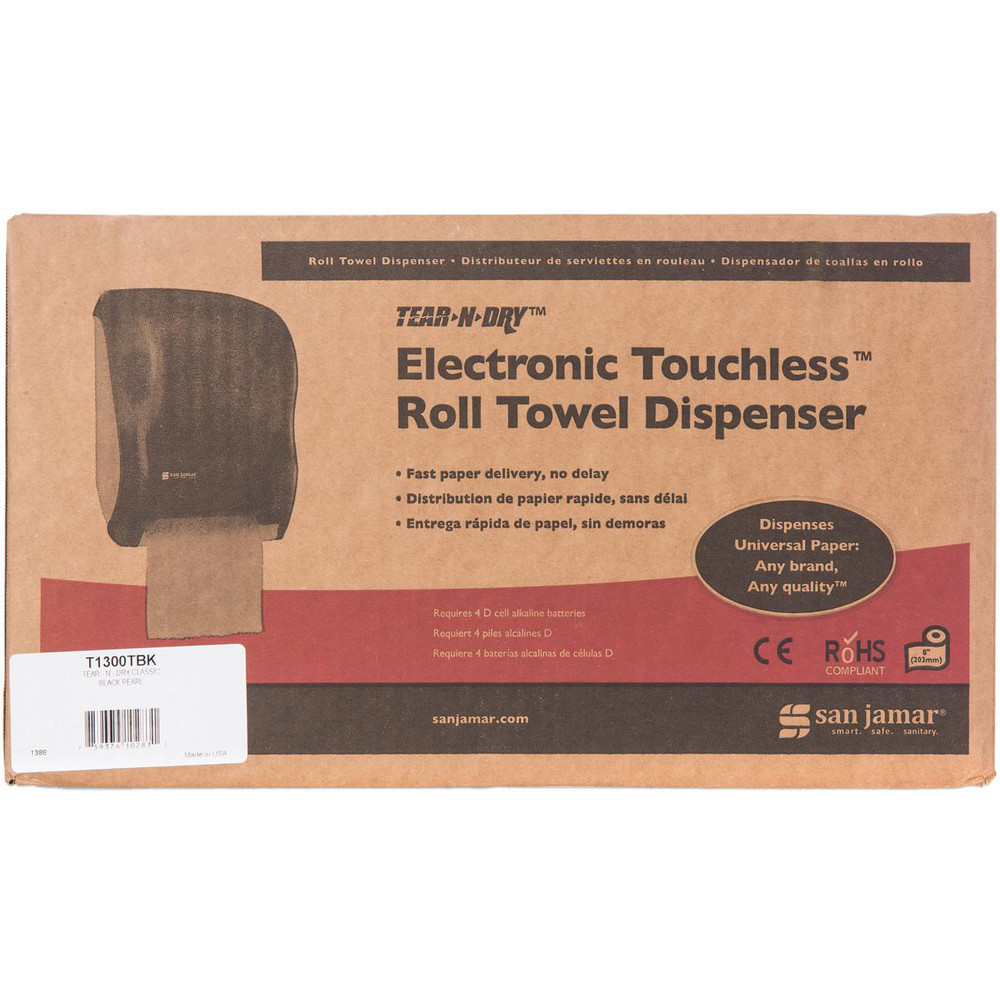 San Jamar Paper Towel Dispensers: Dispenser Type: Towel; Dispenser Style: Hands-Free; Towel Compatibility: Roll; Activation Method: Hands-Free - SJMT1300TBK