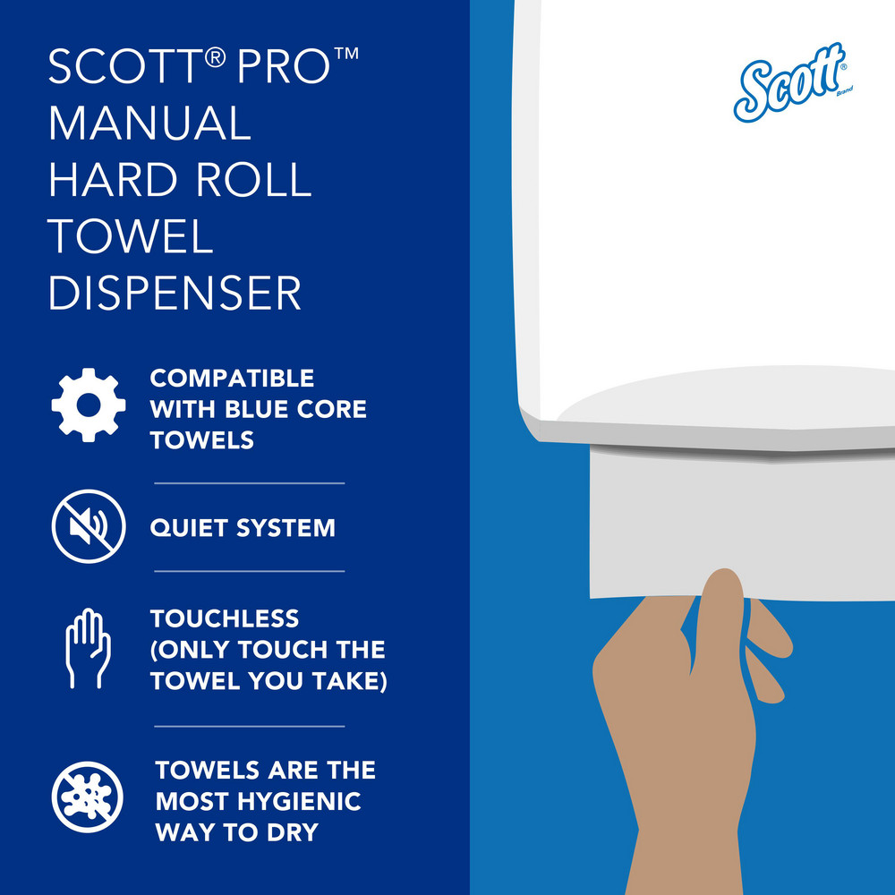 Scott Pro Manual Hard Roll Towel Dispenser, Black, for Blue Core Scott Pro Roll Towels, 12.66" x 16.44" x 9.18" - 34346