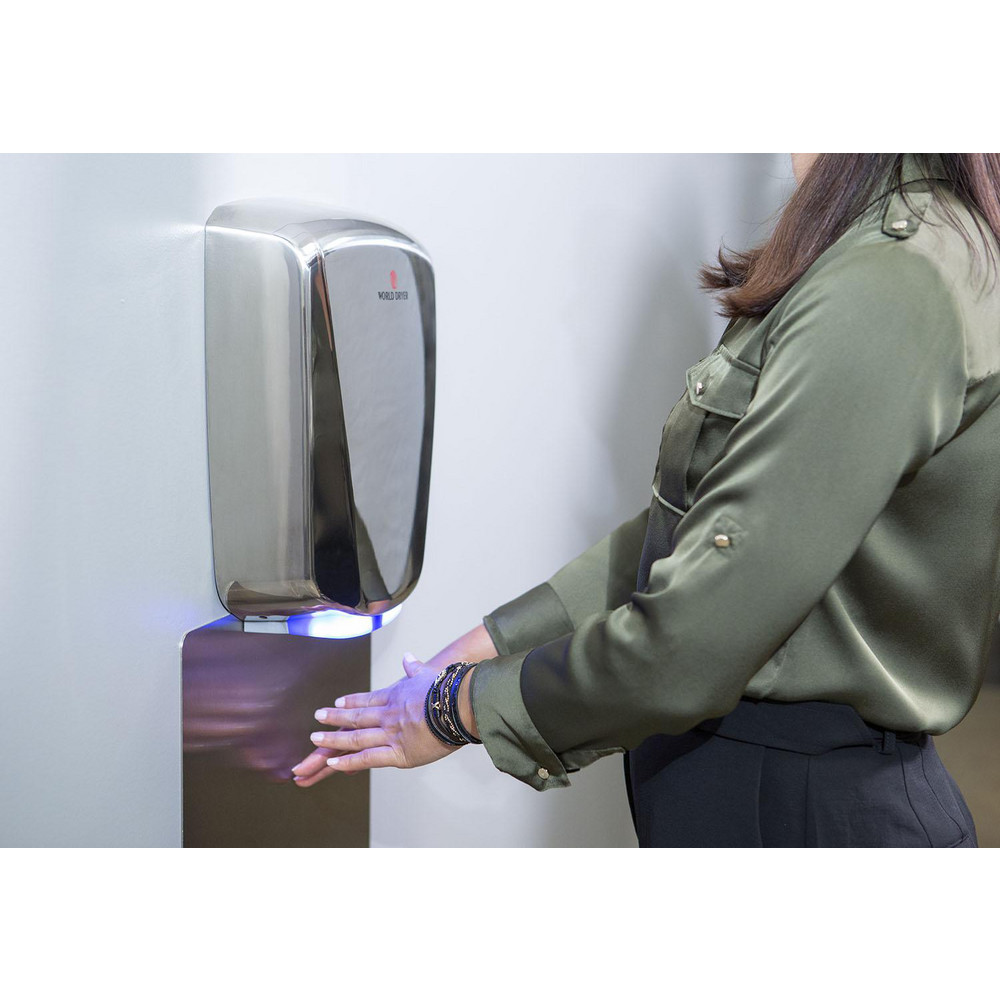 World Dryer Electric Hand Dryers: Hardwire, Touchless, Stainless Steel - Q-972A2