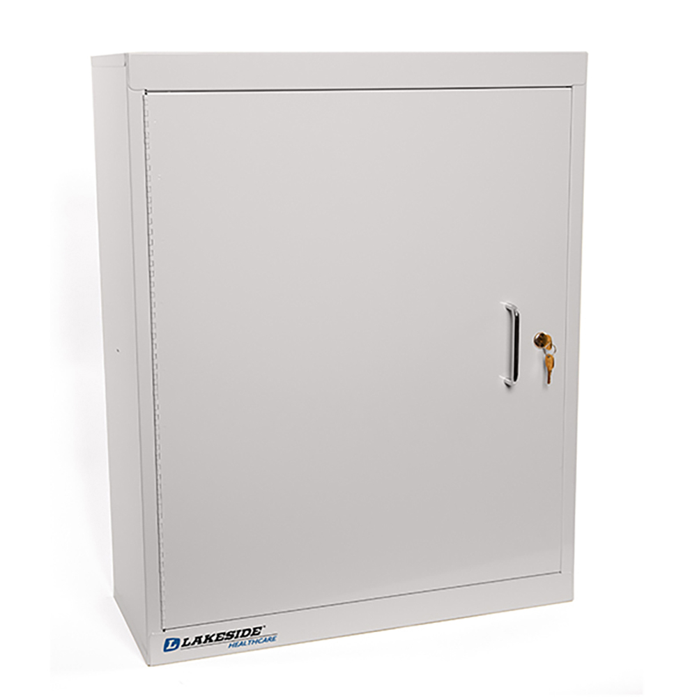 Lakeside Medicine Cabinets: Wall Mounted, 7-1/4, Compact, durable, and secure, model LNC-4 is powder coated steel and comes standard with two key locks. Mounting hardware not included., 8-3/4 - LNC-4
