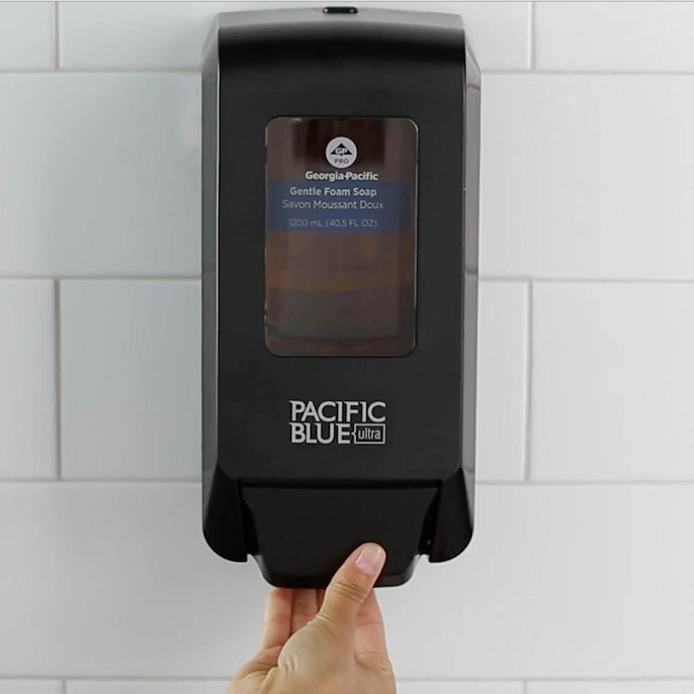 Georgia Pacific Pacific Blue Ultra Wall-Mounted Manual Dispenser For Foaming Hand Soap And Hand Sanitizer, Black - 53057