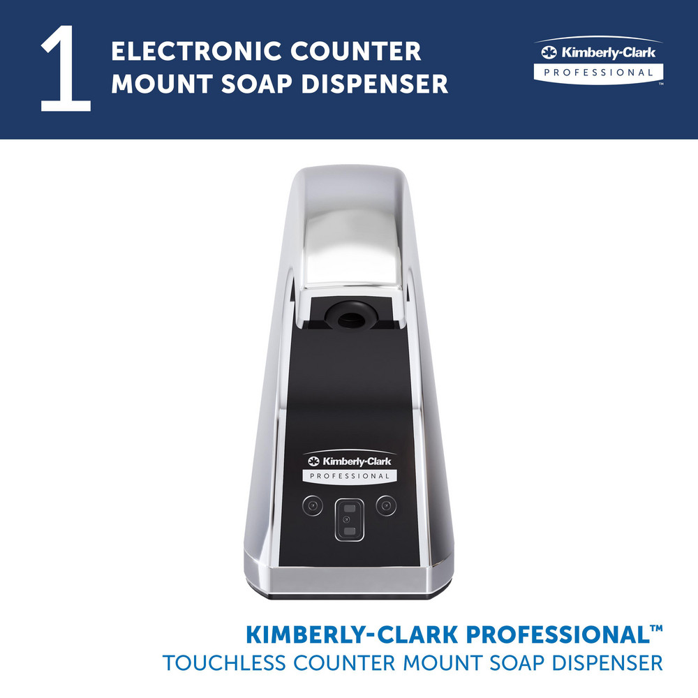 Kimberly-Clark Professional Touchless Counter Mount Skin Care Dispenser, Chrome, 1.5 L Capacity, 2.12" x 4.25" x 5.56" - 47604