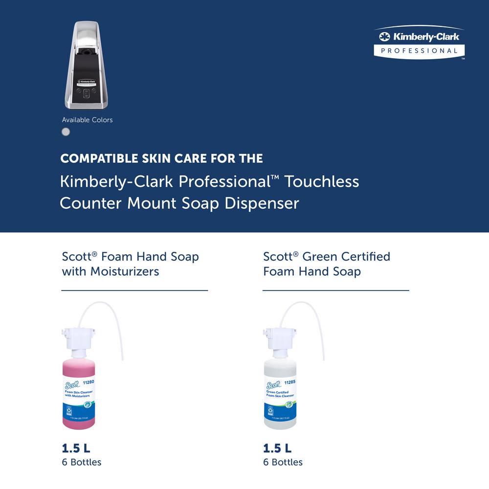 Kimberly-Clark Professional Touchless Counter Mount Skin Care Dispenser, Chrome, 1.5 L Capacity, 2.12" x 4.25" x 5.56" - 47604