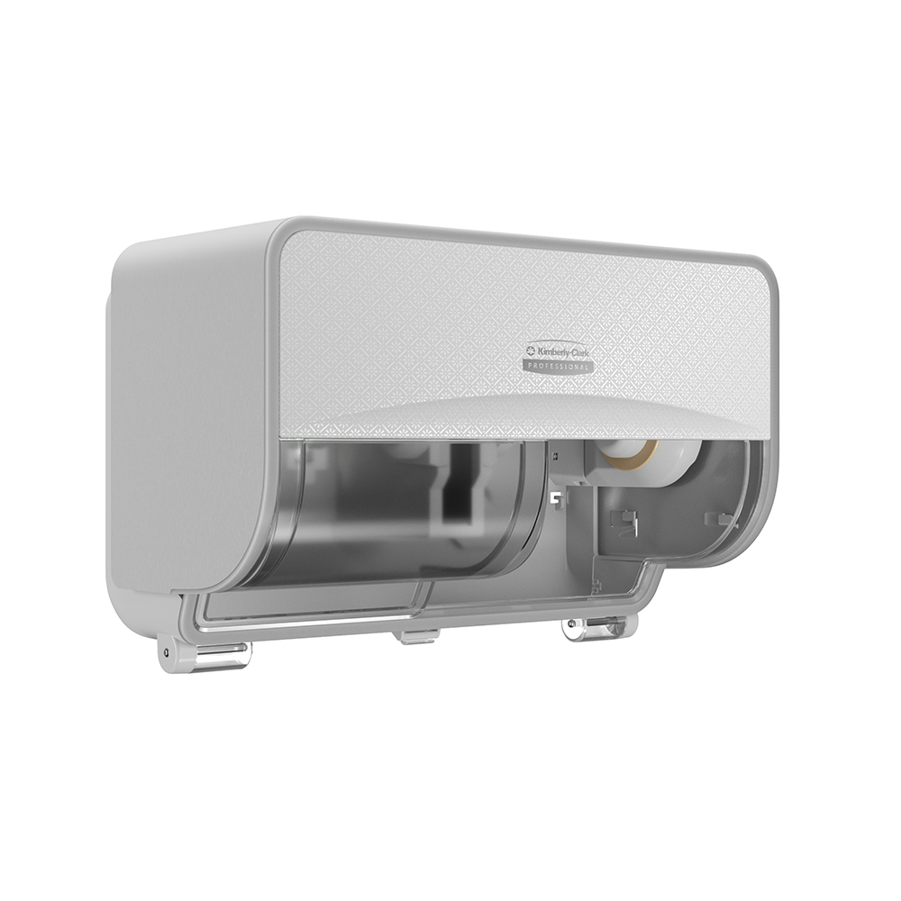 Kimberly-Clark Professional ICON Coreless Standard Roll Horizontal Toilet Paper Dispenser 2 Roll, with White Mosaic Design Faceplate, 7.9" x 12.4" x 6.42" - 58712
