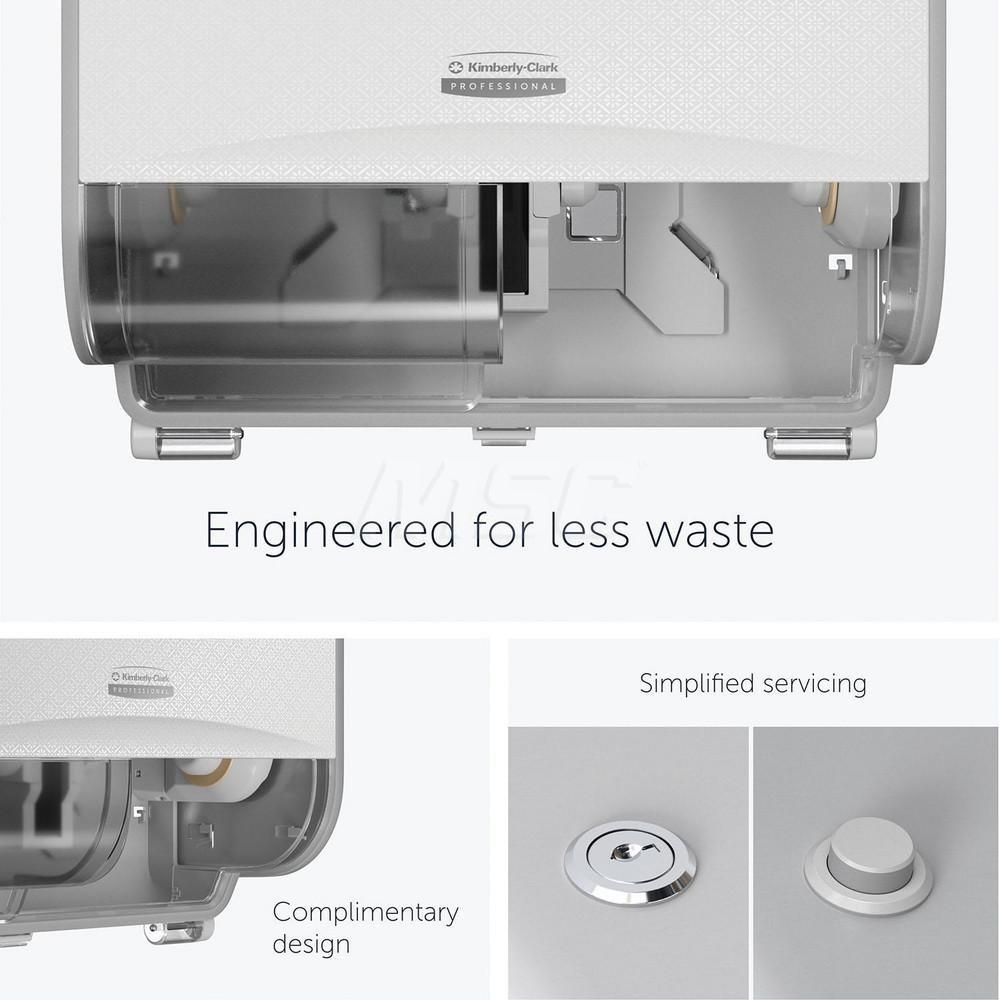 Kimberly-Clark Professional ICON Coreless Standard Roll Horizontal Toilet Paper Dispenser 2 Roll, with White Mosaic Design Faceplate, 7.9" x 12.4" x 6.42" - 58712