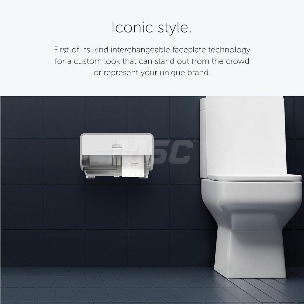 Kimberly-Clark Professional ICON Coreless Standard Roll Horizontal Toilet Paper Dispenser 2 Roll, with White Mosaic Design Faceplate, 7.9" x 12.4" x 6.42" - 58712
