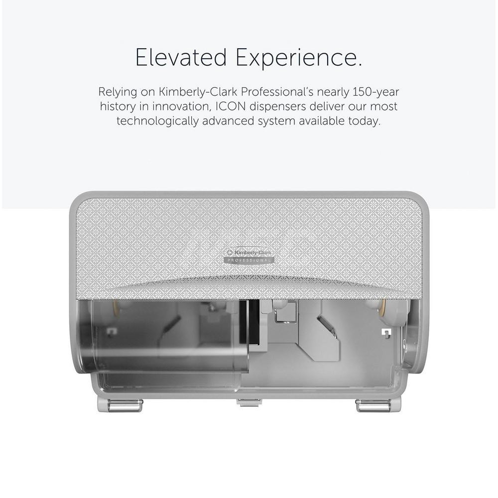 Kimberly-Clark Professional ICON Coreless Standard Roll Horizontal Toilet Paper Dispenser 2 Roll, with White Mosaic Design Faceplate, 7.9" x 12.4" x 6.42" - 58712