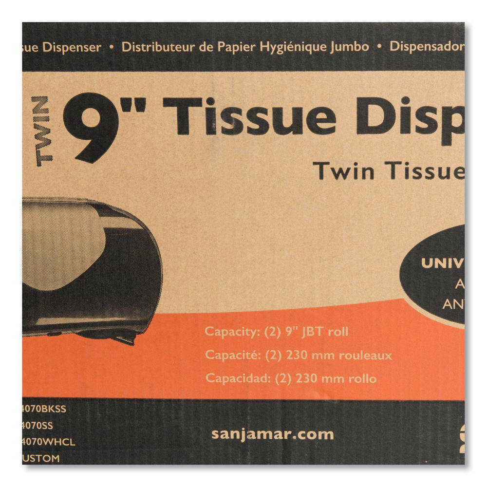 San Jamar Toilet Tissue Dispensers: Jumbo Roll, Plastic, 2, 9" Rolls - SJMR4070SS