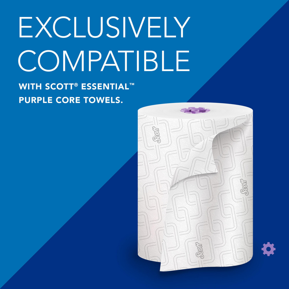 Scott Essential Automatic Hard Roll Towel Dispenser, White, for Purple Core Scott Roll Towels, 12.70" x 15.76" x 9.57" - 48858