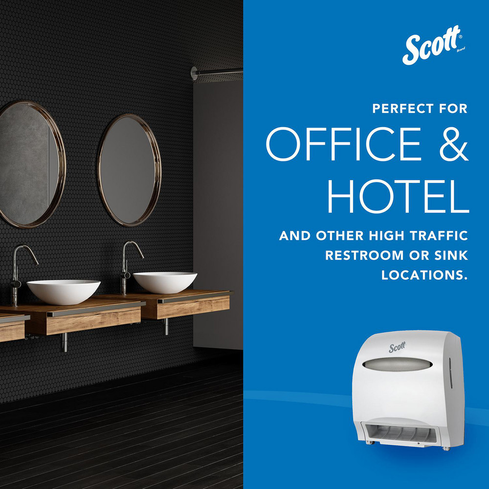 Scott Essential Automatic Hard Roll Towel Dispenser, White, for Purple Core Scott Roll Towels, 12.70" x 15.76" x 9.57" - 48858